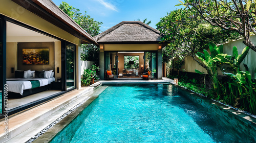 Wallpaper Mural Magnifique maison tropicale, avec chambre donnant sur la piscin Torontodigital.ca