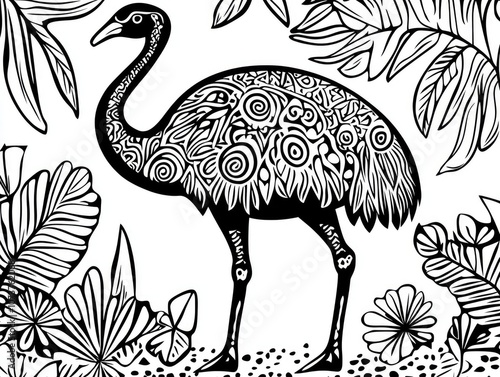 Ostrich Coloring Page Suitable for Both Adults and Children photo