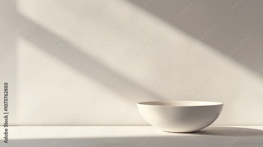 Minimalist white bowl with light and shadow Minimalist white bowl with light and shadow