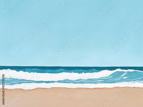 Scenic beach view with soft sand and gentle waves under a clear blue sky