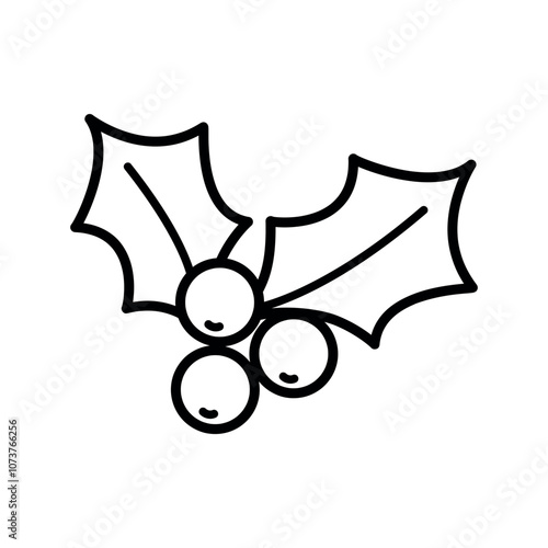 holly berry black line icon, Christmas symbol, editable stroke vector design element