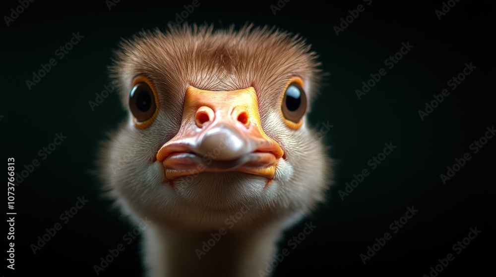A sharp focus on an emu’s face and wide eyes creates an intense, arresting presence; the background is dark, enhancing its curious, alert expression, full of character. A sharp focus on an emu’s face and wide eyes creates an intense, arresting presence; the background is dark, enhancing its curious, alert expression, full of character.