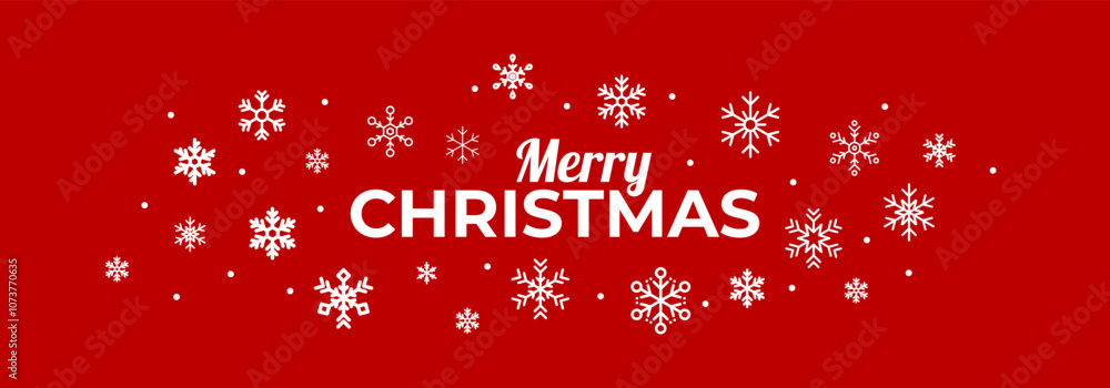 merry Christmas in white with snow crystals in Red background banner template for cover, wallpaper merry Christmas in white with snow crystals in Red background banner template for cover, wallpaper