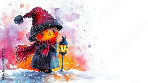  Scarecrow with lantern, hat, scarf & scarf