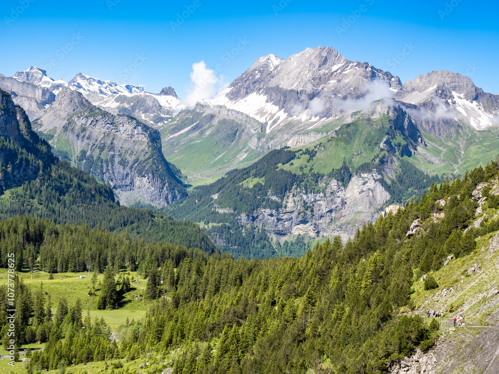 Oeschinen lake hike and surrounding peaks, Switzerland Oeschinen lake hike and surrounding peaks, Switzerland