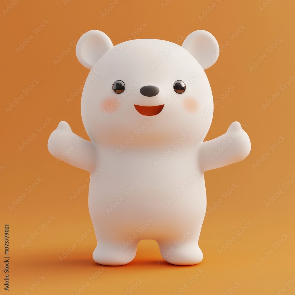Adorable Minimalist Cartoon White Bear Character on Blue Background – Perfect for Kids and Nursery Adorable Minimalist Cartoon White Bear Character on Blue Background – Perfect for Kids and Nursery