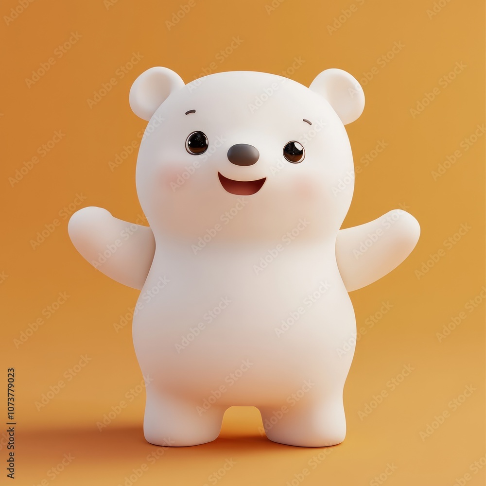 Adorable Minimalist Cartoon White Bear Character on Blue Background – Perfect for Kids and Nursery Adorable Minimalist Cartoon White Bear Character on Blue Background – Perfect for Kids and Nursery