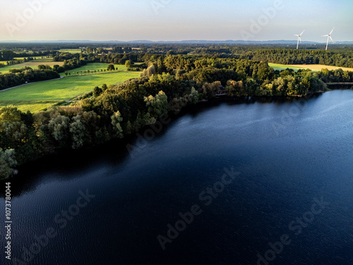 View of lake from above