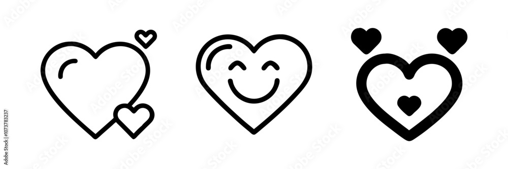 Collection of Love Heart Symbol Icons . Love Illustration Set with Solid and Outline Vector Hearts. Collection of Love Heart Symbol Icons . Love Illustration Set with Solid and Outline Vector Hearts.