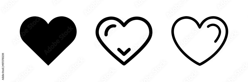 Collection of Love Heart Symbol Icons . Love Illustration Set with Solid and Outline Vector Hearts. Collection of Love Heart Symbol Icons . Love Illustration Set with Solid and Outline Vector Hearts.