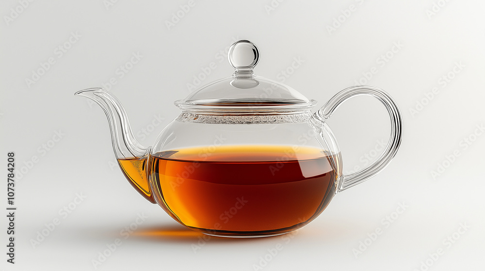 glass teapot with a metal handle, filled with hot tea, glass teapot with a metal handle, filled with hot tea,