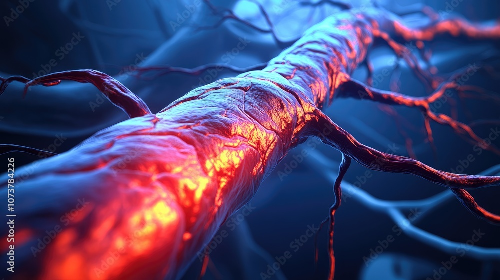 Restricted Circulation 3D model of artery showing restricted blood flow caused by fatty ...