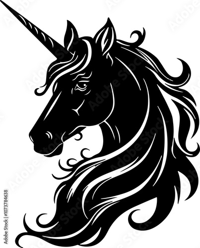 stylized black unicorn head illustration