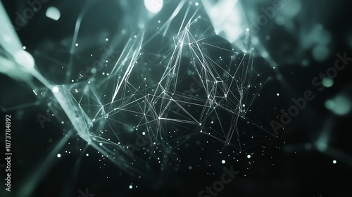 Abstract Polygonal Space, Low Poly Dark Background with Connections

 photo