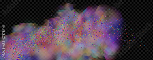 Background of an explosion of colorful smoke clouds.Multicolor fog with blue and yellow particles.Explosions of color powder.