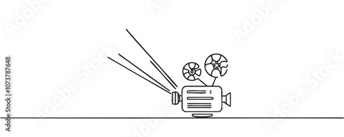 Continuous one line drawing of video camera. Vector illustration in one line style of video camera