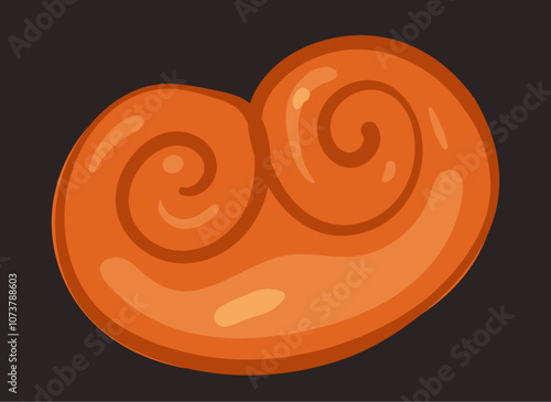 Bun roll cream baking bakery food bread isolated concept. Vector flat graphic design illustration