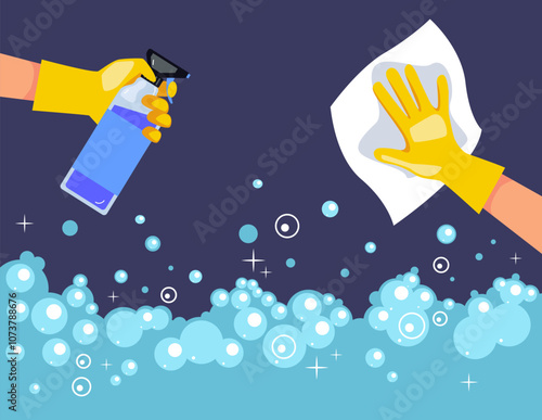 People hand washing cleaning house concept. Vector flat graphic design cartoon illustration