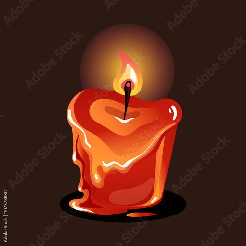 Red candle burning candlelight animation isolated concept. Vector graphic design illustration