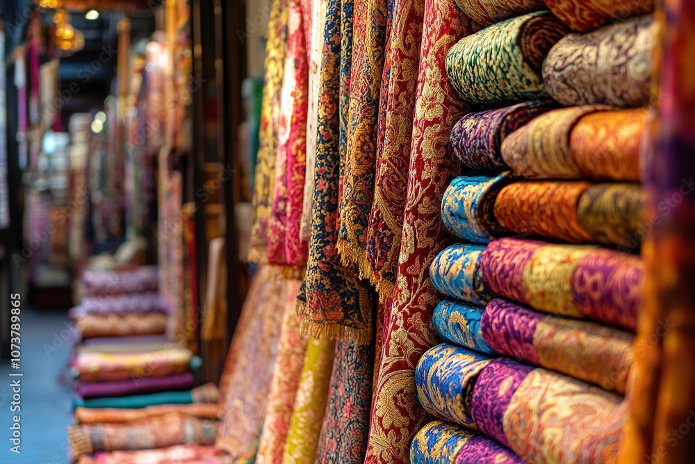 Colorful Traditional Textiles on Display. Colorful Traditional Textiles on Display.
