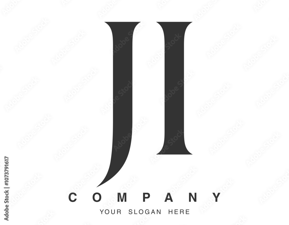 JI logo design. Initial letter j and i serif font style. Creative classic company name typography. Trendy logotype or identity. JI logo design. Initial letter j and i serif font style. Creative classic company name typography. Trendy logotype or identity.