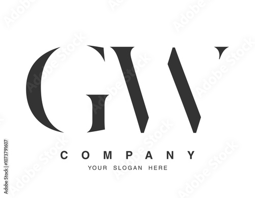 GW logo design. Initial letter g and w serif font style. Creative classic company name typography. Trendy logotype or identity.