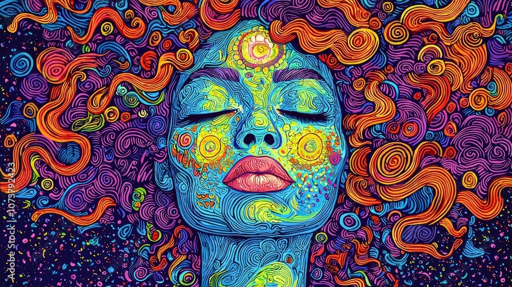 Emotional Abstract Drawing with Vibrant Colors Emotional Abstract Drawing with Vibrant Colors