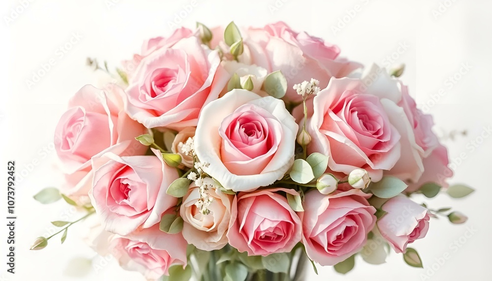Delicate bouquet of pink roses and white flowers arranged beautifully, romantic floral arrangement Delicate bouquet of pink roses and white flowers arranged beautifully, romantic floral arrangement