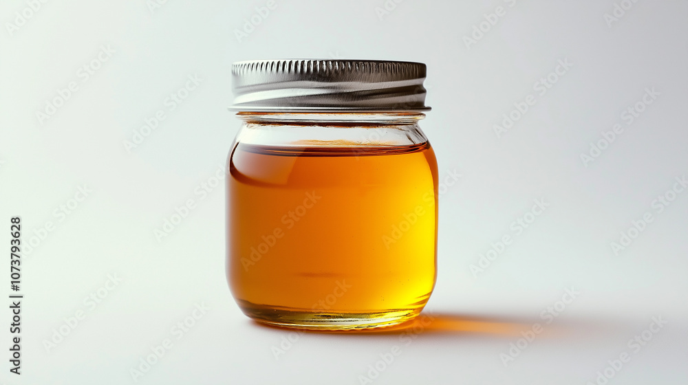Closeup of a golden honey jar with a spoon showcasing fresh organic Closeup of a golden honey jar with a spoon showcasing fresh organic
