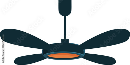 Ceiling fan with light providing cooling air circulation, refreshing breeze in home environment