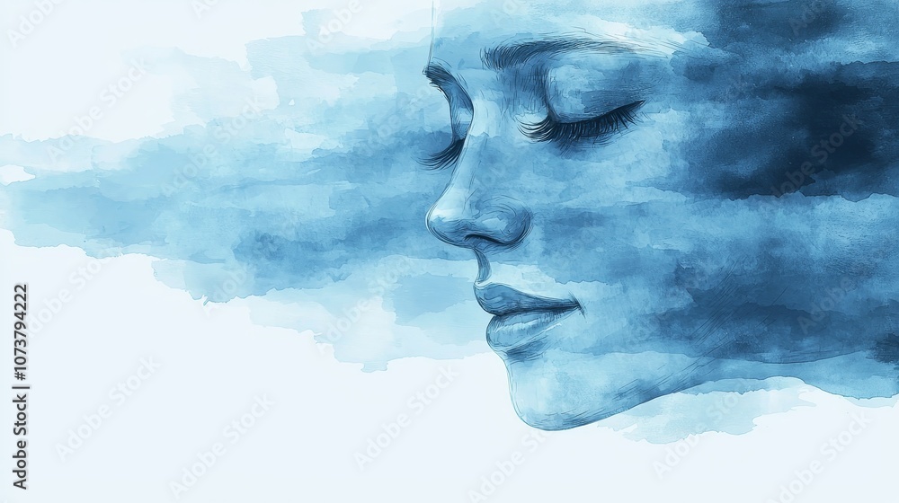 Serene Hand-Drawn Depiction of Mental Health Concept Serene Hand-Drawn Depiction of Mental Health Concept