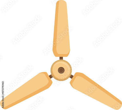 Three blade ceiling fan spinning to circulate air and provide cooling on a hot summer day
