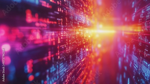 Wallpaper Mural A close-up of a digital screen displaying a stream of colorful data.  The bright colors and dynamic movement create a sense of speed and energy. Torontodigital.ca