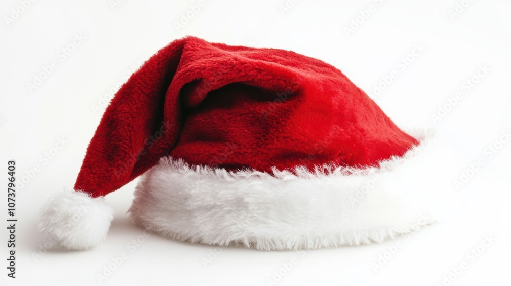 A classic red Santa hat with a white fur trim, perfect for spreading holiday cheer. A classic red Santa hat with a white fur trim, perfect for spreading holiday cheer.