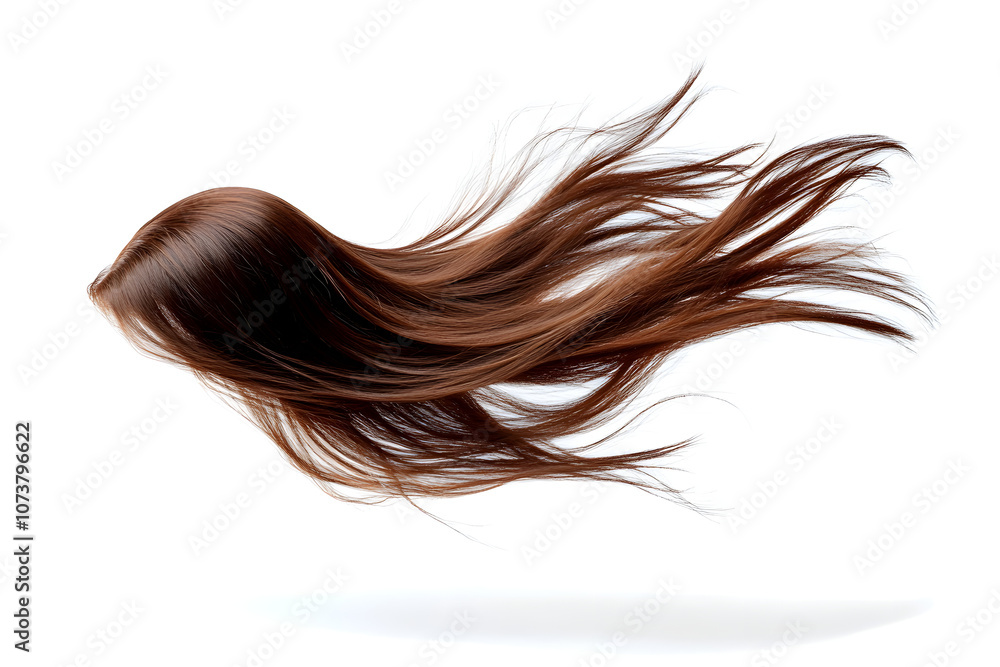 A stunning, floating image of smooth, long brown hair isolated on a white background, ideal for hair care, beauty, and fashion-related searches A stunning, floating image of smooth, long brown hair isolated on a white background, ideal for hair care, beauty, and fashion-related searches