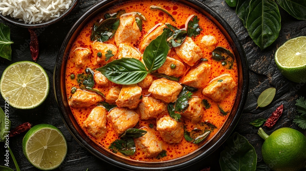 Vibrant Bowl of Yellow Curry with Fresh Ingredients Vibrant Bowl of Yellow Curry with Fresh Ingredients