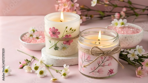 handmade candles and flowers