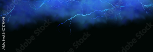 Powerful electrical current energy. Flash of lightning in a magic frame. Neon discharge in smoke effect.
