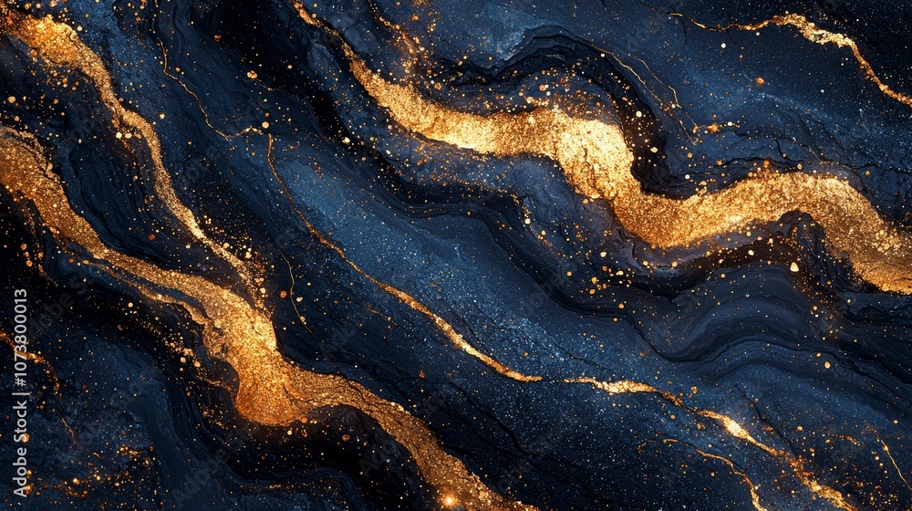 Deep Blue Marble with Gold Veins Abstract Background Deep Blue Marble with Gold Veins Abstract Background