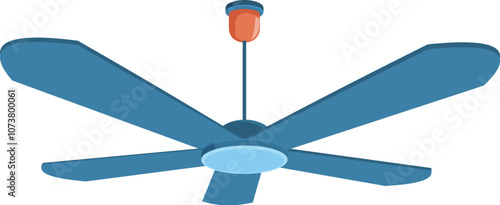 Blue ceiling fan with light spinning, offering efficient air circulation and cooling in a contemporary setting