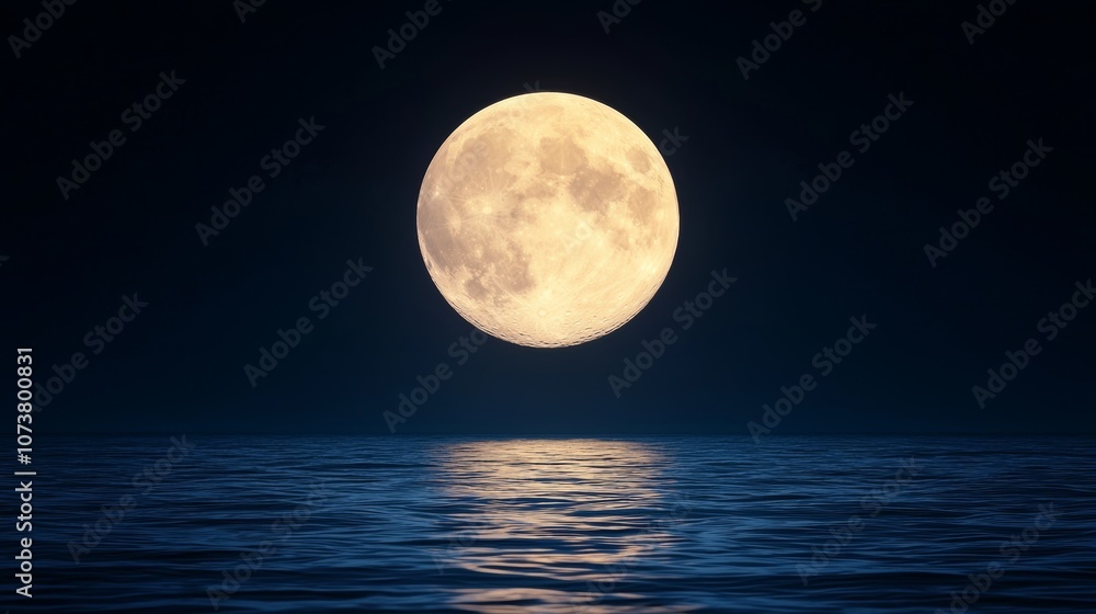 Fototapeta premium Glowing Full Moon Over Serene Night Sky