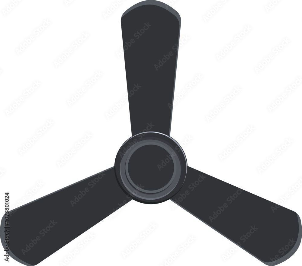 Black ceiling fan spinning to provide cooling airflow, offering relief from summer heat Black ceiling fan spinning to provide cooling airflow, offering relief from summer heat