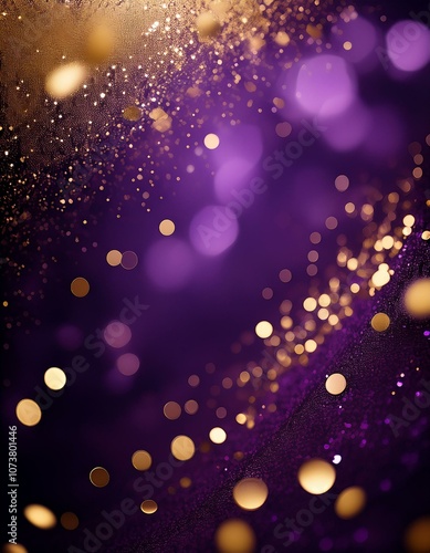 royal purple background with sparkling gold glitter bokeh