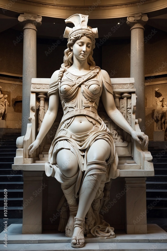 Colossal Statue of a Woman from Ancient Rome or Greece with Anatomically Accurate Internal Structure, Sitting on a Bench Colossal Statue of a Woman from Ancient Rome or Greece with Anatomically Accurate Internal Structure, Sitting on a Bench
