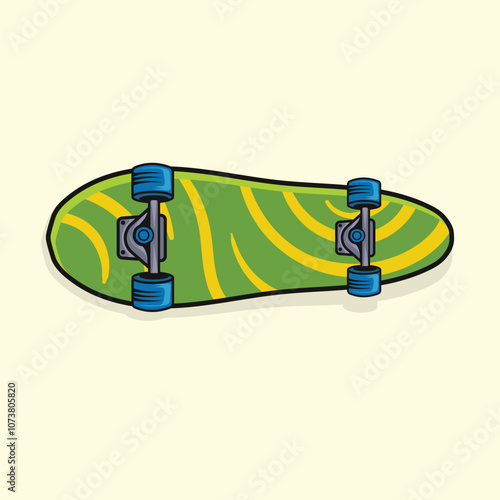 Skateboard front view green colour design.