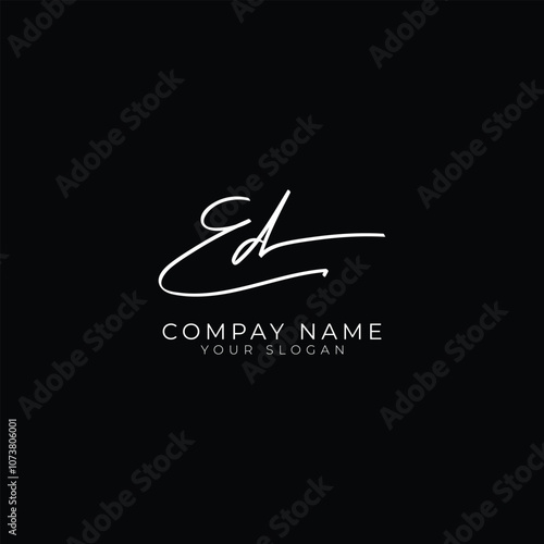 handwriting letter ED signature monogram logo design