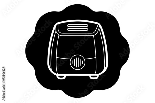 Minimalist Line Drawing of Air Fryer Vector Art Modern Kitchen Appliance Design