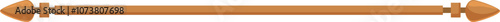 Simple brown metal curtain rod featuring decorative arrowhead finials, extending horizontally against a white background