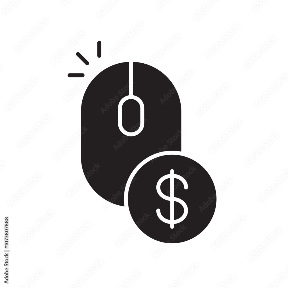 One-Click Payment Icon with Mouse Click and Dollar Symbol for Fast Payment