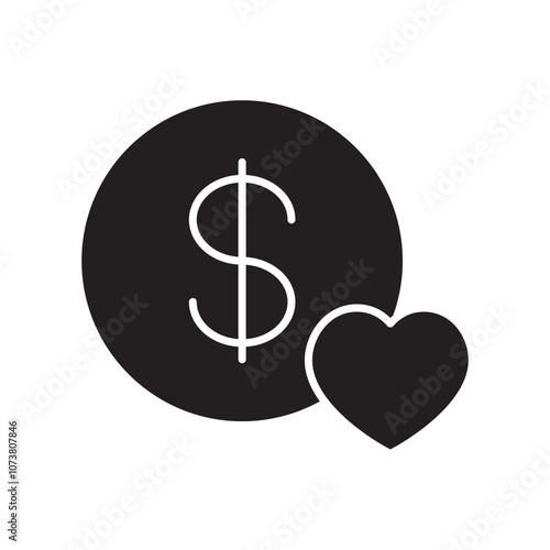 Favorite Payees Icon with Heart and Dollar for Frequent Contacts